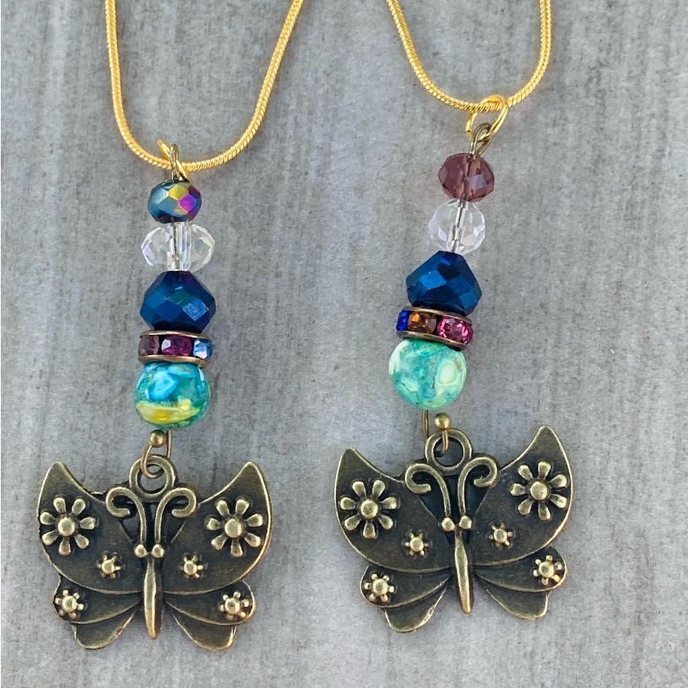 Antique gold butterfly necklace.